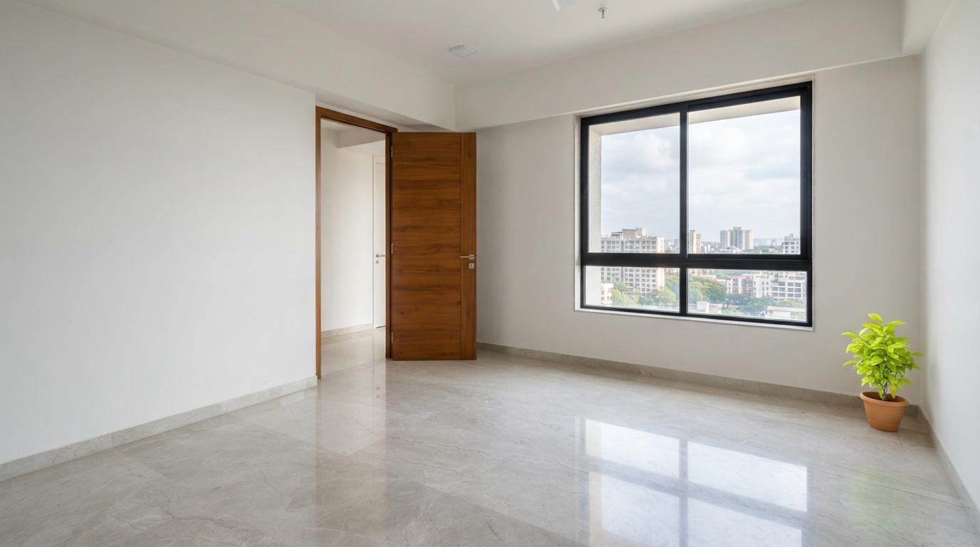 A clean vacant apartment interior in Mumbai ready for inspection