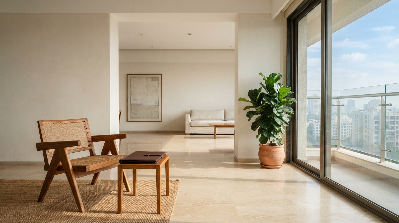 Clean and empty Mumbai apartment interior ready for inspection