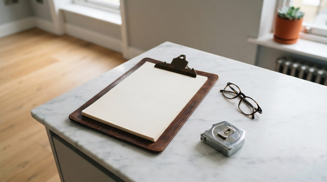 A clipboard and measuring tools ready for a professional home inspection