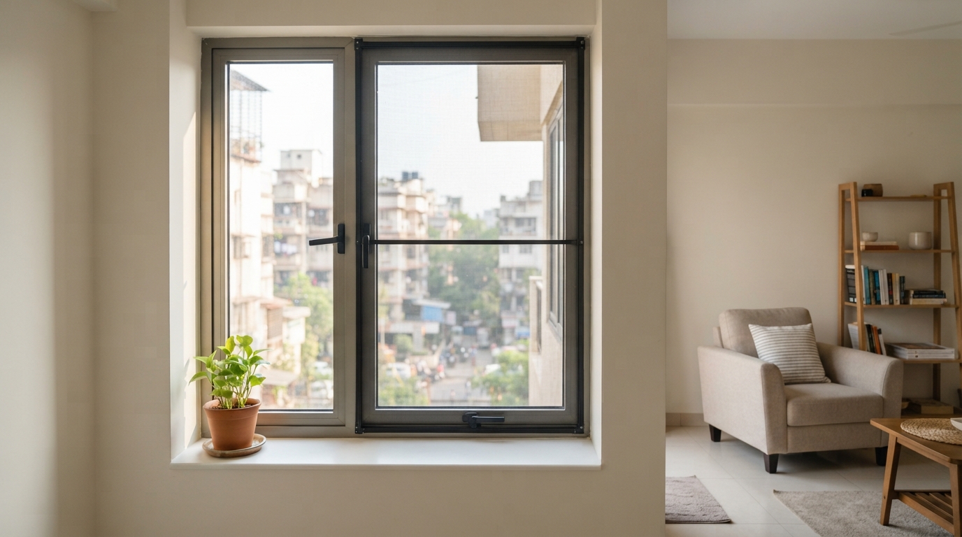 Clean and well-maintained window area in a Mumbai apartment